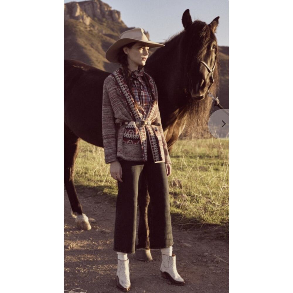 The Great The Riding Cardigan Rust Marl Belted Southwest Equestrian Women’s 3/L